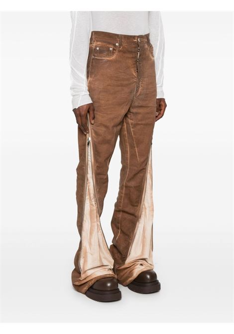 Brown zip-detailed tapered jeans Rick owens drkshdw - men RICK OWENS DRKSHDW | DU01D1363SCF54